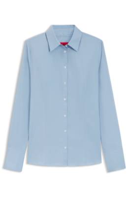 Slim-fit blouse in easy-iron cotton-blend twill 1