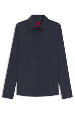 Hugo Slim-fit blouse in easy-iron cotton-blend twill blusar dam – bild 4