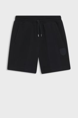 Relaxed-fit striped shorts with Double B monogram crest, Dark Blue