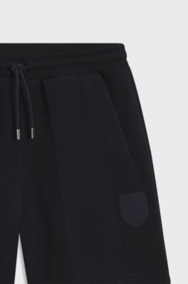 Relaxed-fit striped shorts with Double B monogram crest, Dark Blue