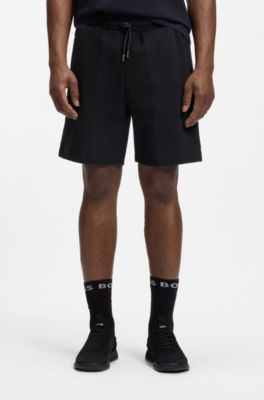 Relaxed-fit striped shorts with Double B monogram crest, Dark Blue