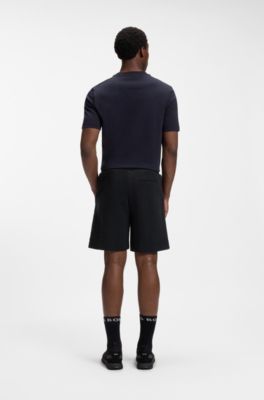 Relaxed-fit striped shorts with Double B monogram crest, Dark Blue