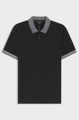 Polo Paddy em algod&atilde;o el&aacute;stico com gest&atilde;o de humidade, Black