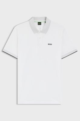 Paddy polo shirt in stretch cotton with moisture management, White