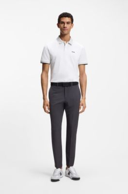 Paddy polo shirt in stretch cotton with moisture management, White