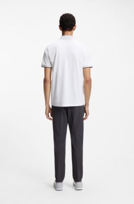 Paddy polo shirt in stretch cotton with moisture management, White