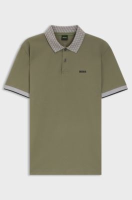 Paddy polo shirt in stretch cotton with moisture management, Olive