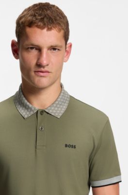 Paddy polo shirt in stretch cotton with moisture management, Olive