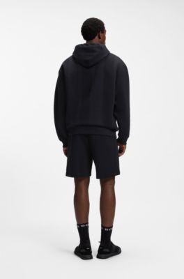 Relaxed-fit striped hoodie with Double B monogram crest, Dark Blue