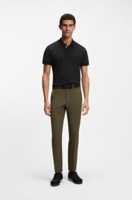 Cotton-piqu&eacute; polo shirt with printed pattern, Black