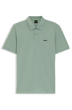 Cotton-piqué polo shirt with printed pattern