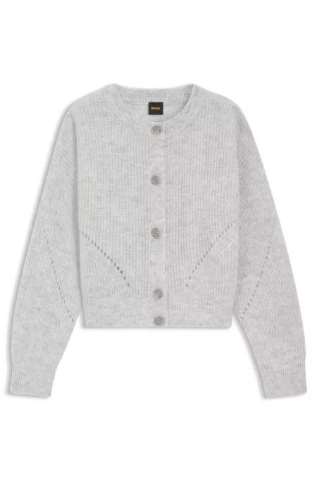 Regular-fit cardigan with open-work stitching