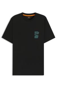 Regular-fit T-shirt in cotton with printed artwork, Black