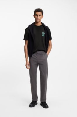 Regular-fit T-shirt in cotton with printed artwork, Black