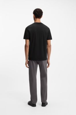 Regular-fit T-shirt in cotton with printed artwork, Black