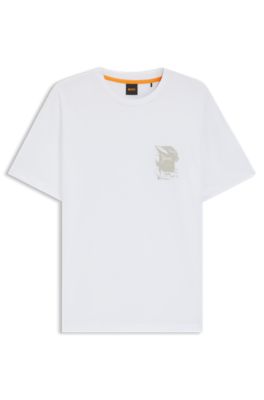 Regular-fit T-shirt in cotton with printed artwork, White