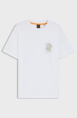 Regular-fit T-shirt in cotton with printed artwork, White