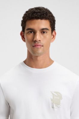 Regular-fit T-shirt in cotton with printed artwork, White