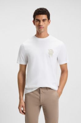 Regular-fit T-shirt in cotton with printed artwork, White