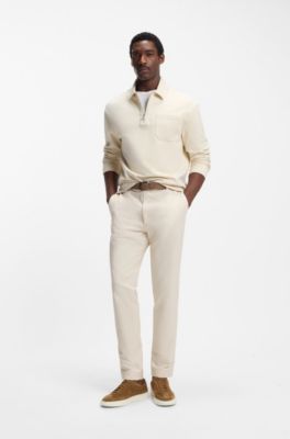 Low-top trainers in suede with leather trims, Beige