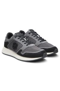 Suede trainers with Double B monogram, Dark Grey