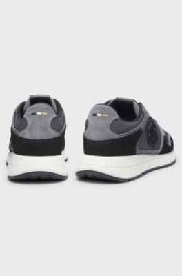 Suede trainers with Double B monogram, Dark Grey