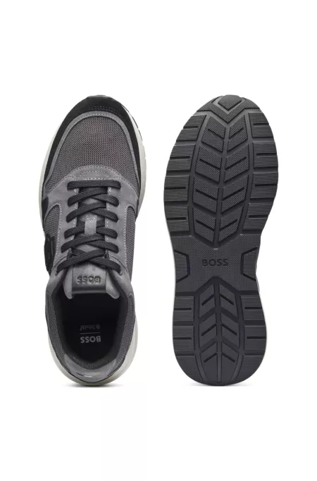 Suede trainers with Double B monogram