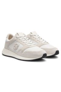 Suede trainers with Double B monogram, White