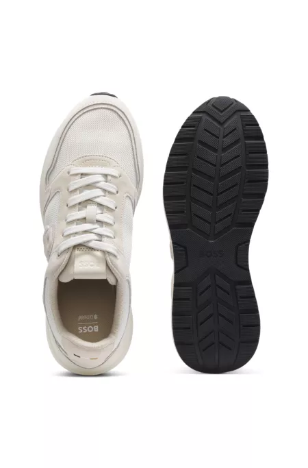 Suede trainers with Double B monogram