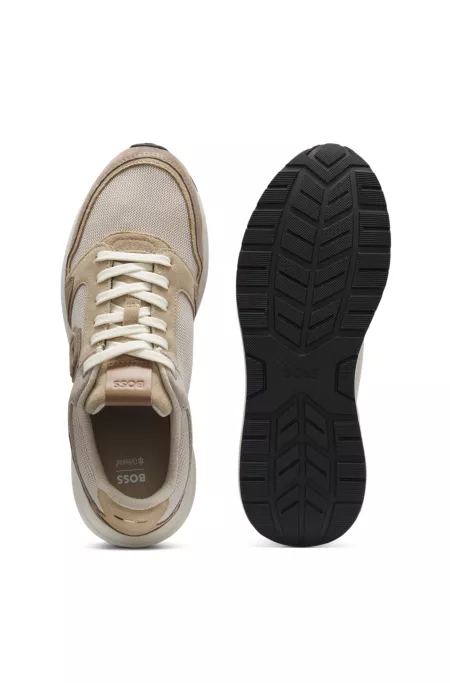 Suede trainers with Double B monogram