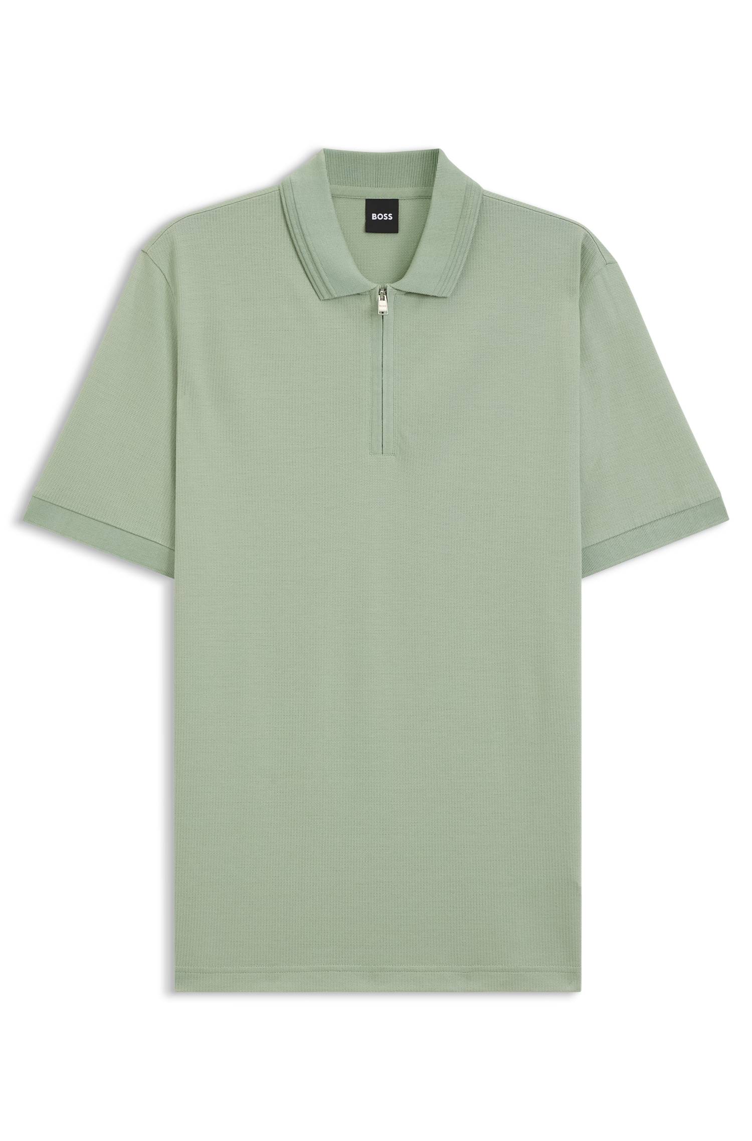 Boss Cotton-blend polo shirt with zip placket pikéer herr – bild 4
