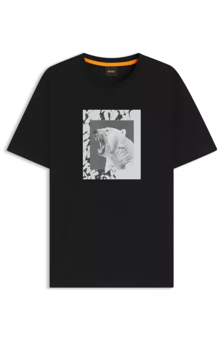 Cotton-jersey T-shirt with animal artwork