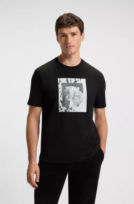 Cotton-jersey T-shirt with animal artwork
