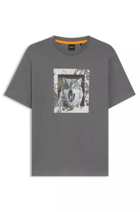 Cotton-jersey T-shirt with animal artwork