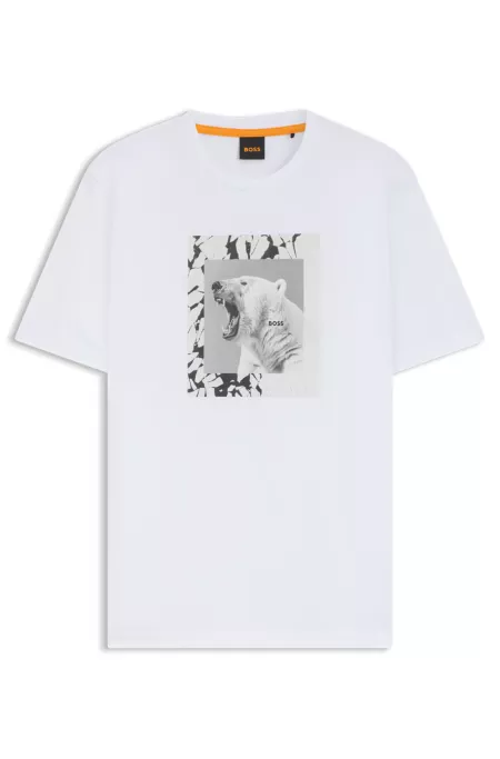 Cotton-jersey T-shirt with animal artwork