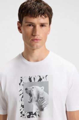 Cotton-jersey T-shirt with animal artwork, White