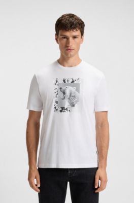 T-shirt van katoenen jersey met dierenartwork, Wit