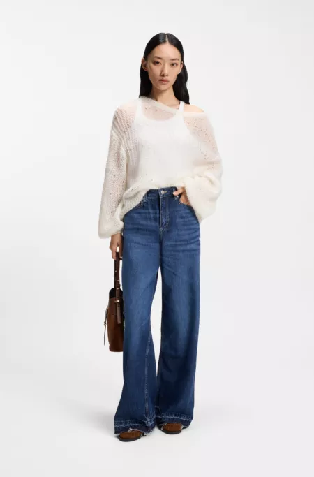 Wool-blend sweater with open knit