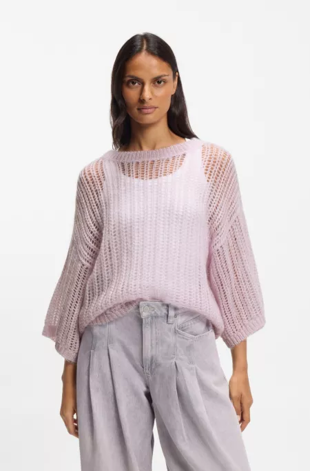 Wool-blend sweater with open knit