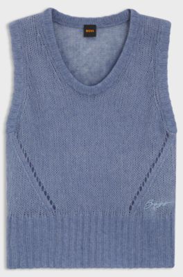 Relaxed-fit top with loose knitted structure, Blue
