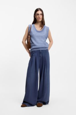 Relaxed-Fit Top mit gro&szlig;maschiger Strick-Struktur, Blau