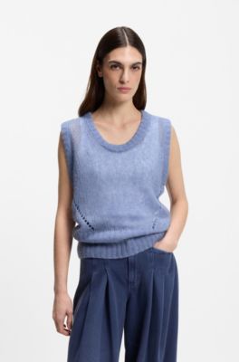 Relaxed-fit top with loose knitted structure, Blue