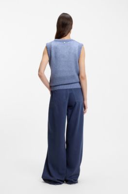 Relaxed fit-topp med l&ouml;st stickad struktur, Bl&aring;