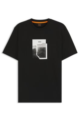 T-shirt in jersey di cotone con stampa grafica, Nero
