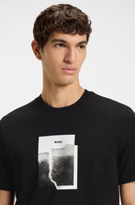 Cotton-jersey T-shirt with printed artwork, Black