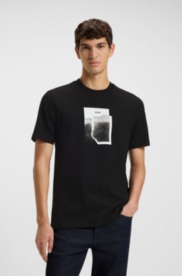 Cotton-jersey T-shirt with printed artwork, Black