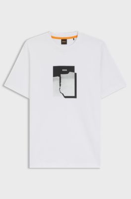 Cotton-jersey T-shirt with printed artwork, White