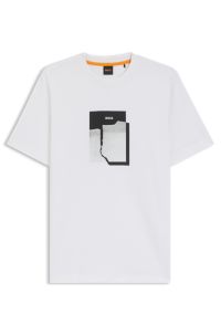 T-shirt van katoenen jersey bedrukt met artwork, Wit