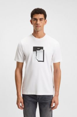 T-shirt in jersey di cotone con stampa grafica, Bianco