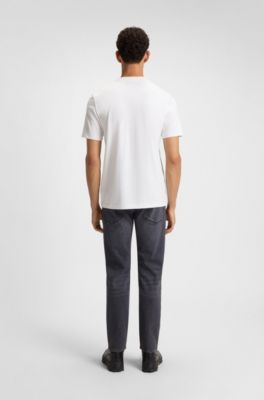 T-shirt en jersey de coton avec motif imprim&eacute;, Blanc